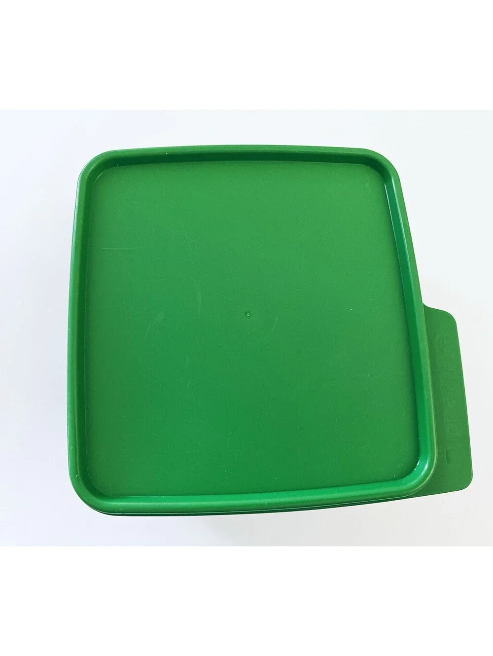 VTG Tupperware 2L Square Storage Container 6588A-5 Green Seal Lid 6589A-5 White